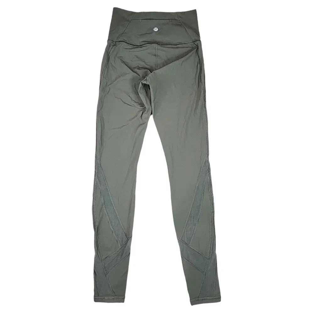 Lululemon Wunder Under High Rise Sage Green Mesh Leggings Size 4